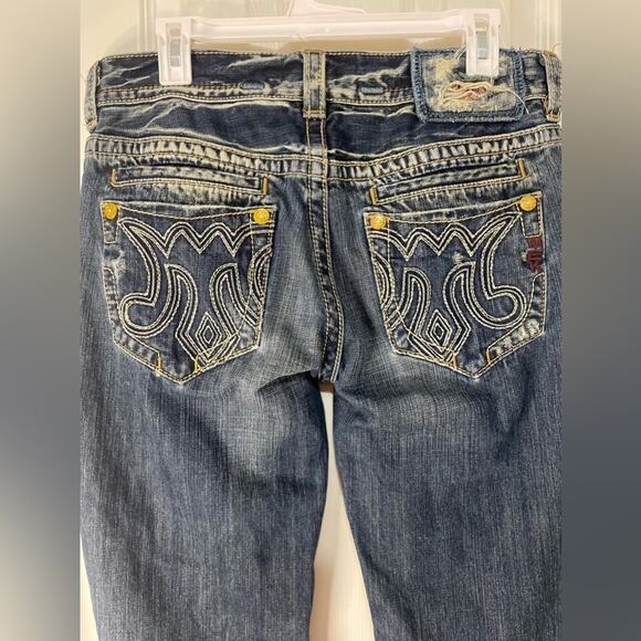 MEK Y2K Distressed Denim cream stitching Bootcut Men’s Jeans Mykonos 32 - Picture 7 of 8